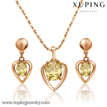 62470 Xuping Fashion China Wholesale 18K Charming Glass Gold Jewelry Set